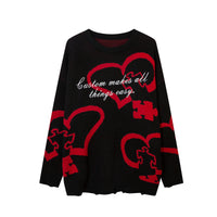 Dark American Sweater Heart Graffiti Sweater