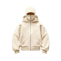 Fleece-lined Double Hood Unique Design Hooded Sweater