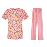 Bestselling Cartoon-print Nurse Uniform Womens Top And Pants