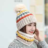 Color block bib knitted hat