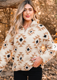 Printed Zip Collar Sweatshirt