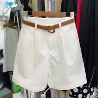 Womens Loose Slimming High-waisted Wide-leg Outerwear Shorts