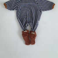 Autumn Newborn Baby Black And White Grid Loose Casual One-piece