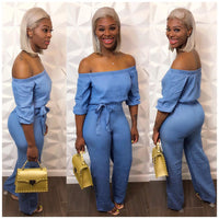 One-shoulder off-the-shoulder strappy jumpsuit
