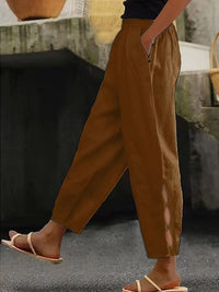 2026 Spring Summer Women's Cotton Linen Casual Wide Leg Pants Plus Size