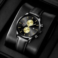 Men's Leather Calendar Luminous Quartz Watch