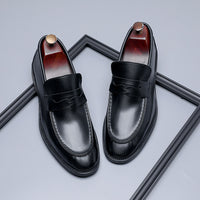 British-style Minimalist Business Formal Slip-on Casual Mens Leather Shoes
