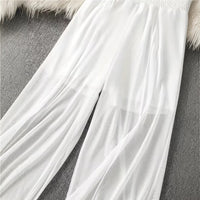 Ruffle-trimmed Fishtail Flared Pants Casual Long