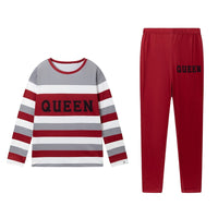 Round-neck Long Pants And Long-sleeve Digital-print Casual Two-piece Set