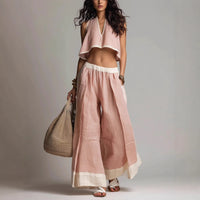 Casual Chic Solid Color Sleeveless V-Neck Set