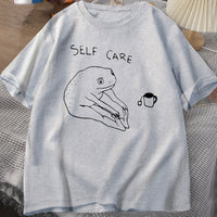 New Funny Frog Self Care T-shirt Vintage Print