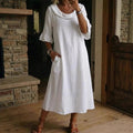 Women's Fashion Solid Color Crew Neck Dress