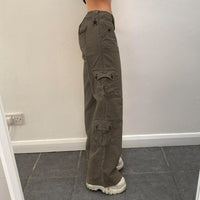 Womens Retro Style Irregular Wide Pocket Denim Jeans With A Wide Belt