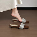 Women's Rhinestone One-Strap Sandals, New Trendy Design For Summer 2026, Outdoor Wear, Gorgeous Suede Elegant Wedge Slide Sandals