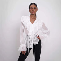Women's Design Lace-up Puff Sleeve Shirt