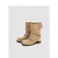 Women's Rivet Pleated Slouch Boots Martin