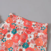 One-shoulder Girls' Summer Rose Print Bell-bottom Pants Three-piece Suit