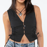 Slim-fitting Blouse V-neck Hot Girl Solid Color Vest