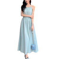 Womens Sleeveless Halter-Neck Strap Holiday Dress