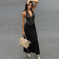 Womens Fashion Hollowed-Out Backless Lace Dress