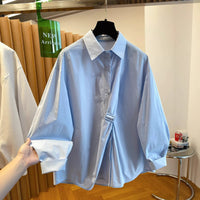 Irregularly Tied Waist Loose Casual Shirt