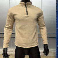 Men's AutumnWinter Stand-Up Collar Half-Zip Fleece Casual Trendy Solid-Color Top