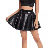 Women's Fashion High Waist Mini Glossy Stretch Flare Skirt