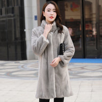Women's Mink Fur Coat Whole Mink Mid-length