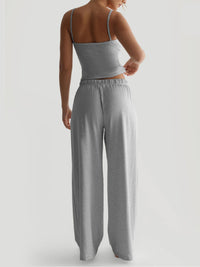 Women's Casual Midriff-baring Tank Top And Wide-leg Pants Set