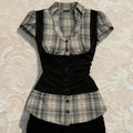 Nostalgic Film Style Summer New Retro Defined-Waist Top And Flirty Skirt