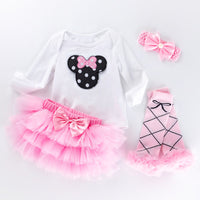 Spring and Autumn Baby Long Sleeve Pink Skirt Set