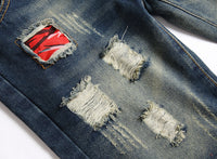 Hole Patch Jeans Men's Flanging