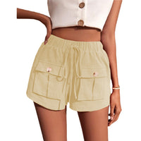Women's Casual Pocket Loose Mid-Rise Drawstring Straight-Leg Pants