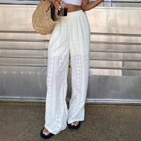 Embroidered Casual Elastic-waist Trousers Versatile And Easy To Style