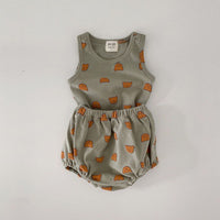 Printed Sleeveless Shorts Suit
