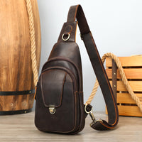 Multifunctional Chest Outdoor Casual Crossbody Vintage Crazy Horse Leather Shoulder Bag