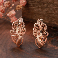 Fashion 585 Rose Gold Earrings Minimalist Design Hollow Carved Women's Earrings