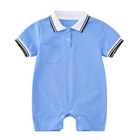 Boys And Girls Preppy Fashion Lapel Romper