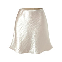 Womens Lace-trimmed Satin Skirt With A Textured Finish