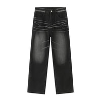 Four Seasons New Retro Hong Kong Style Straight Loose Personality Jeans