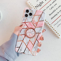 Geometric flower ring stand phone case