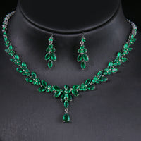 Elegant Long Horse-Eye Waterdrop Zircon Platinum Necklace