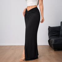 Women's High-end Elegant Skirt, Autumn And Winter New High-waist Slit Midi Skirt