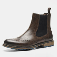 Chelsea Boots Men's Retro Sleeve Mid-top Carved Outer