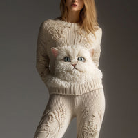 Fashionable Digital-Print Crew-Neck Womens Sweatshirt Series