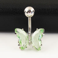 Short Titanium Steel Zircon Small Butterfly Anti-allergy Navel Stud
