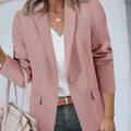 Women's Long Sleeve Solid Color Polo Collar Small Suit Jacket
