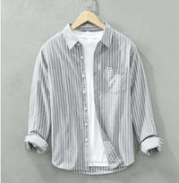 Oxford Japanese Style Shirt Cotton Clothes Leisure Iron-free Stripes