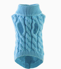 Autumn And Winter Pet Dog Cat Keep Warm Pure Color Classic Cable-knit Sweater Thickened Turtleneck Lapel Wool Clothes