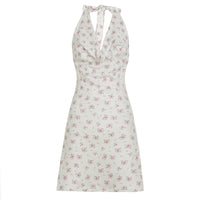 Chic Sleeveless Halter Dress With Ruffled Hem